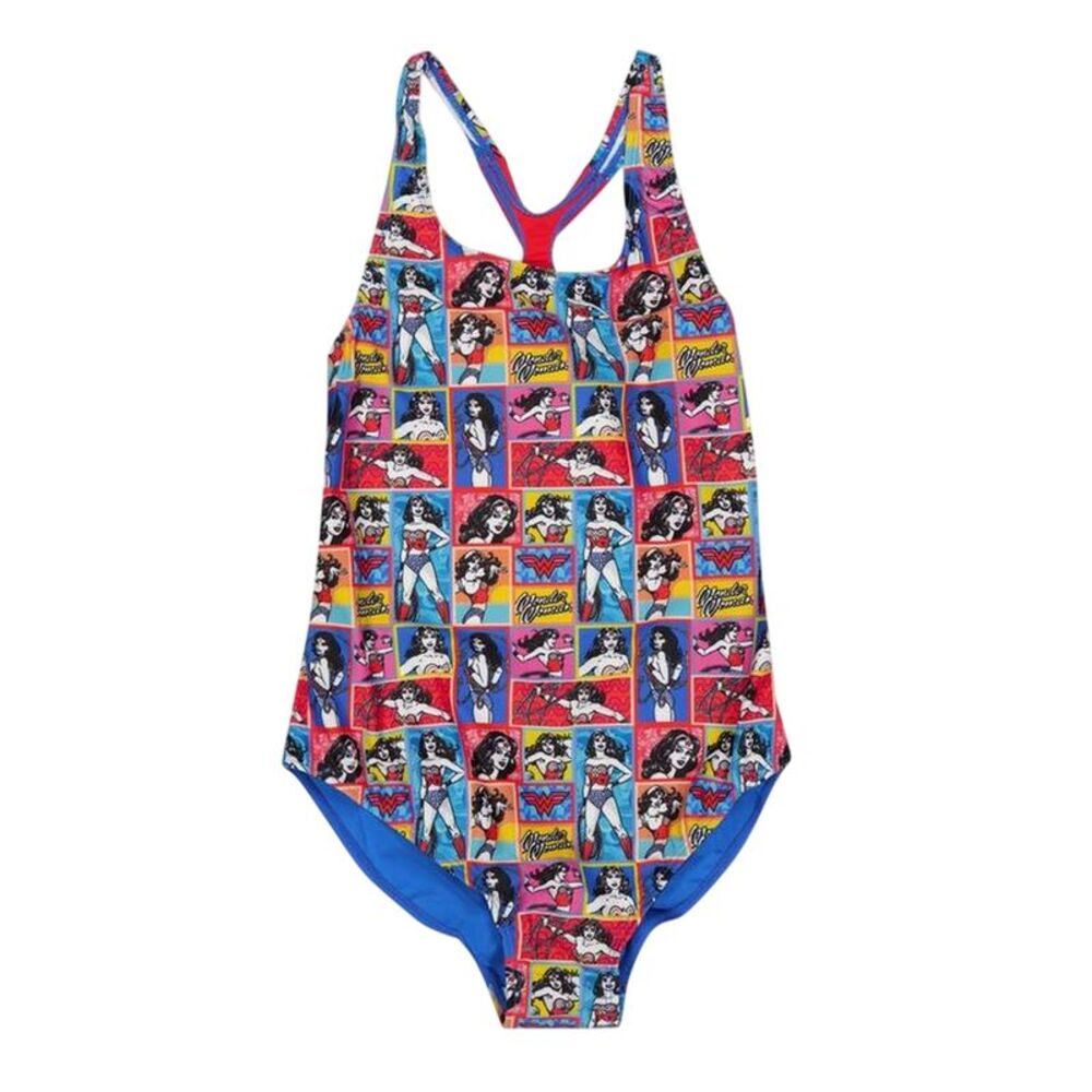 Zoggs Girls Wonder Woman Racerback One Piece Bathing Suit / Multicolored